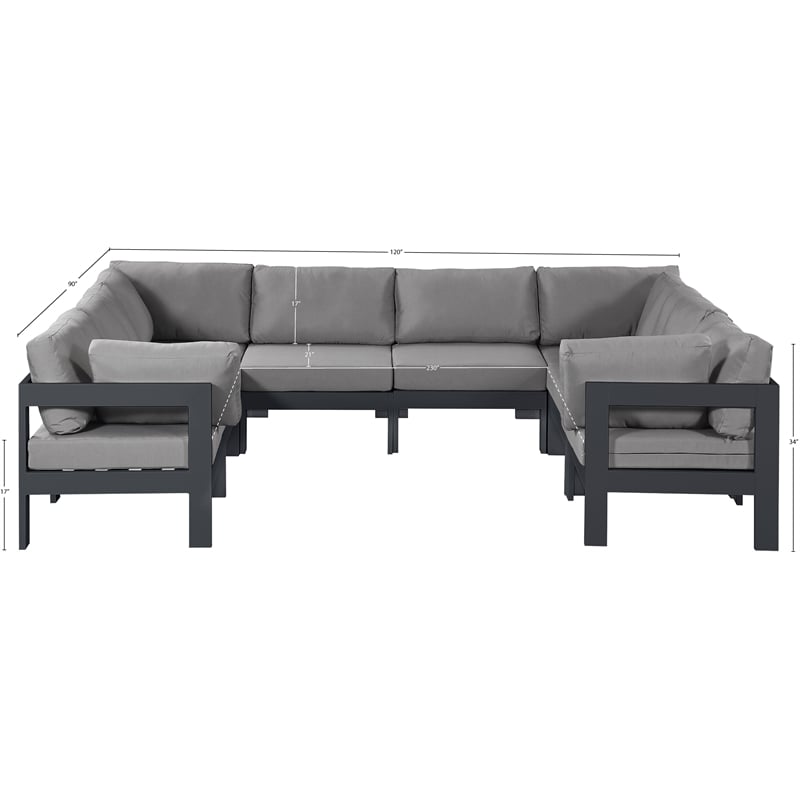 Meridian Furniture Nizuc Grey Outdoor Patio Modular Sectional