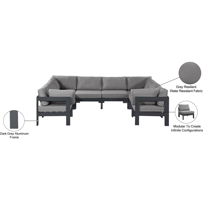 Meridian Furniture Nizuc Grey Outdoor Patio Modular Sectional
