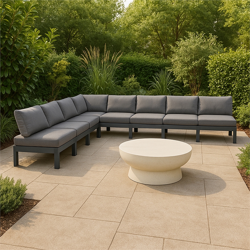 Meridian Furniture Nizuc Grey Outdoor Patio Modular Sectional