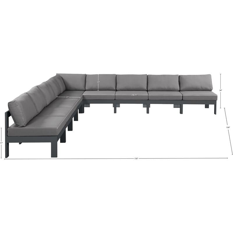Meridian Furniture Nizuc Grey Outdoor Patio Modular Sectional