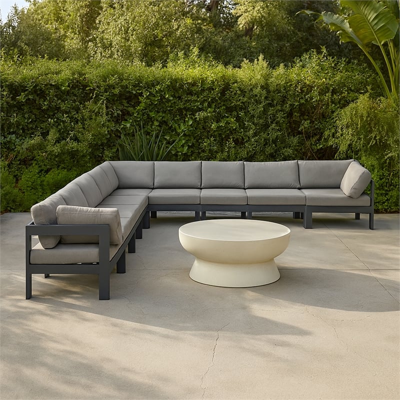 Meridian Furniture Nizuc Grey Outdoor Patio Modular Sectional