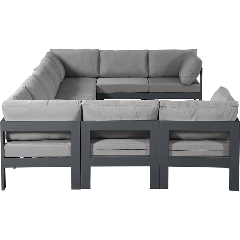 Meridian Furniture Nizuc Grey Outdoor Patio Modular Sectional