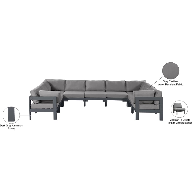 Meridian Furniture Nizuc Grey Outdoor Patio Modular Sectional