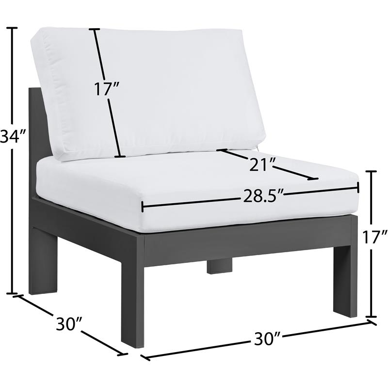 Meridian Furniture Nizuc White Outdoor Patio Armless Chair
