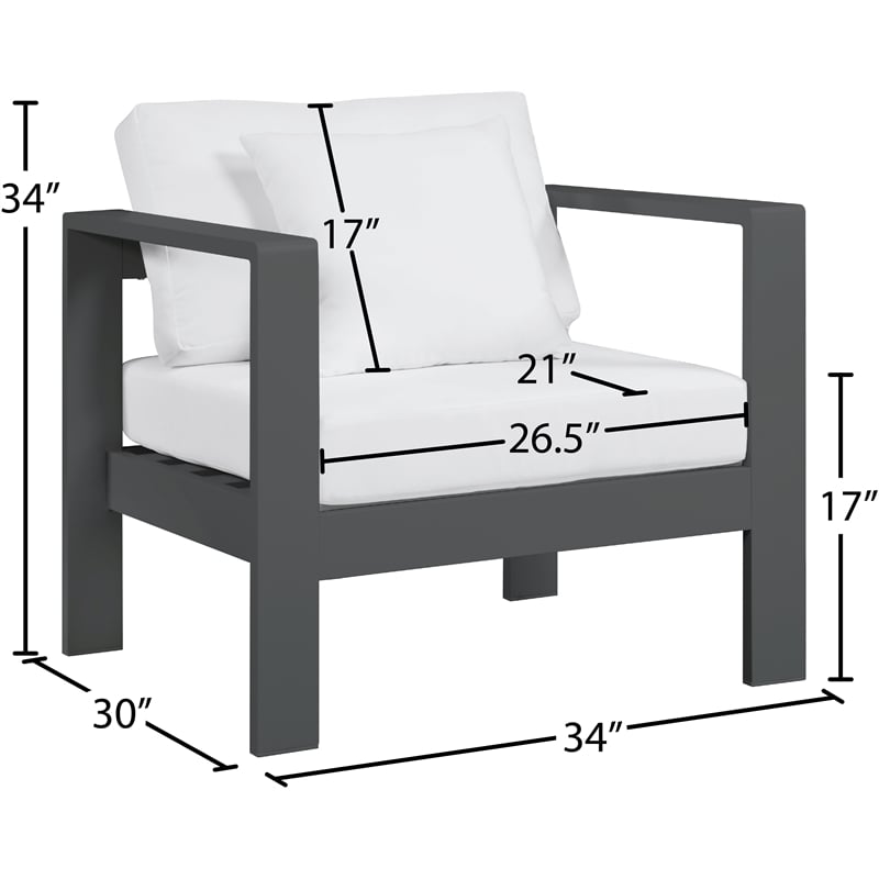 Meridian Furniture Nizuc White Outdoor Patio Arm Chair