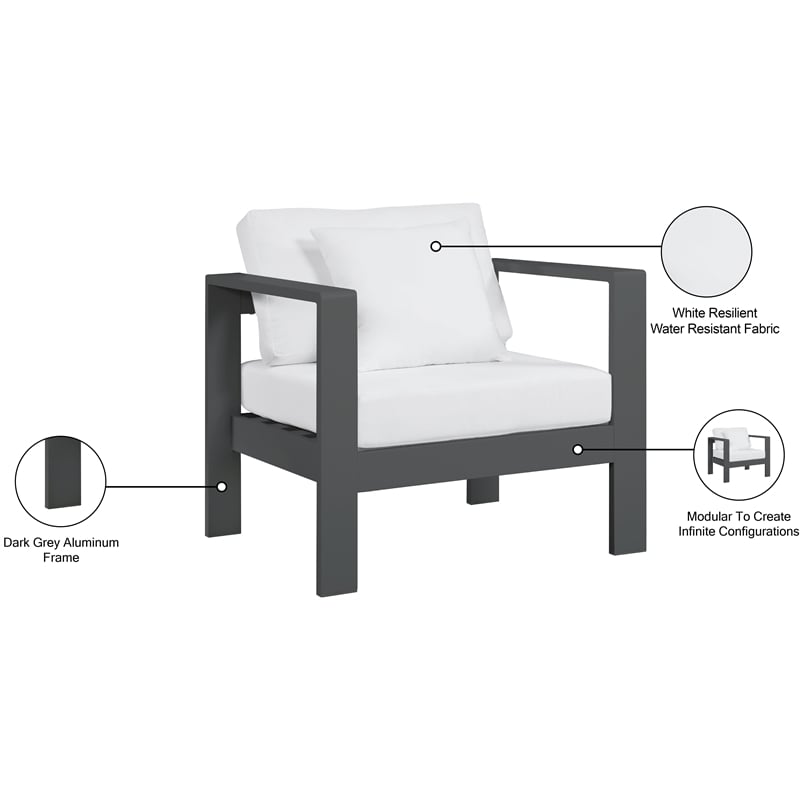 Meridian Furniture Nizuc White Outdoor Patio Arm Chair