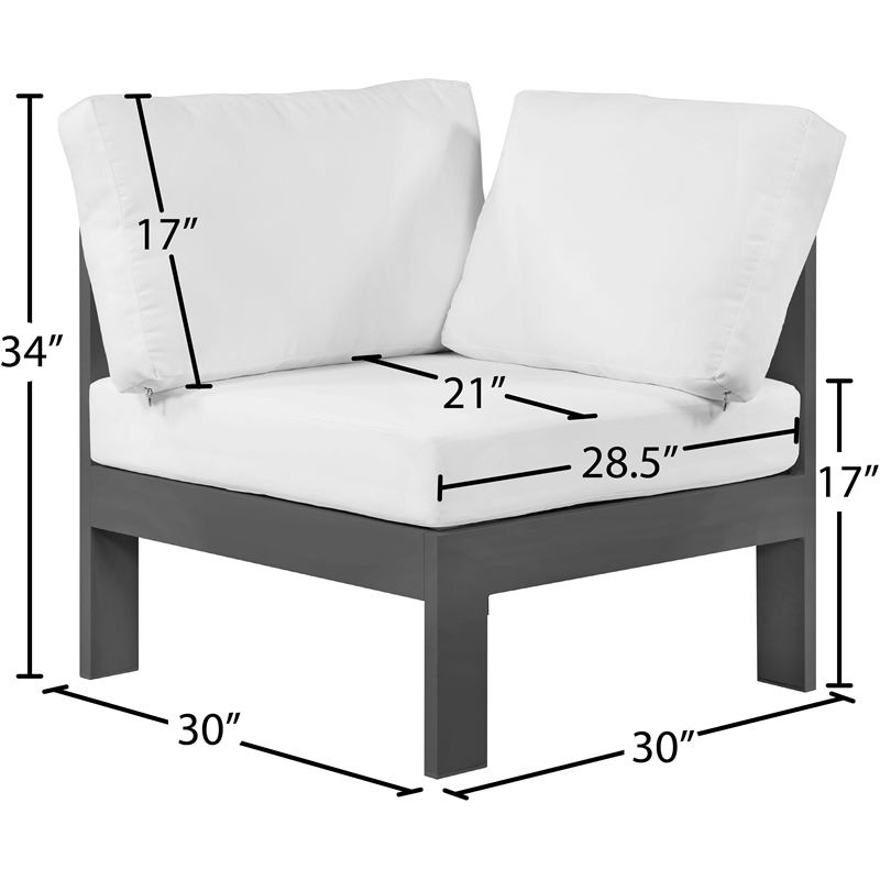 Meridian Furniture Nizuc White Outdoor Patio Corner Chair