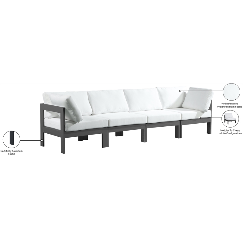 Meridian Furniture Nizuc White Outdoor Patio Modular Sofa