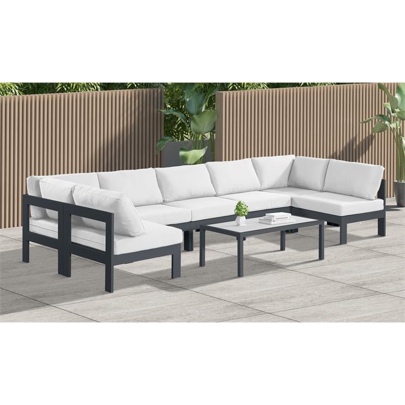 Meridian Furniture Nizuc White Outdoor Patio Modular Sectional