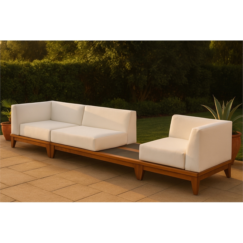 Meridian Furniture Rio Off White Water Resisting Fabric Modular Sofa