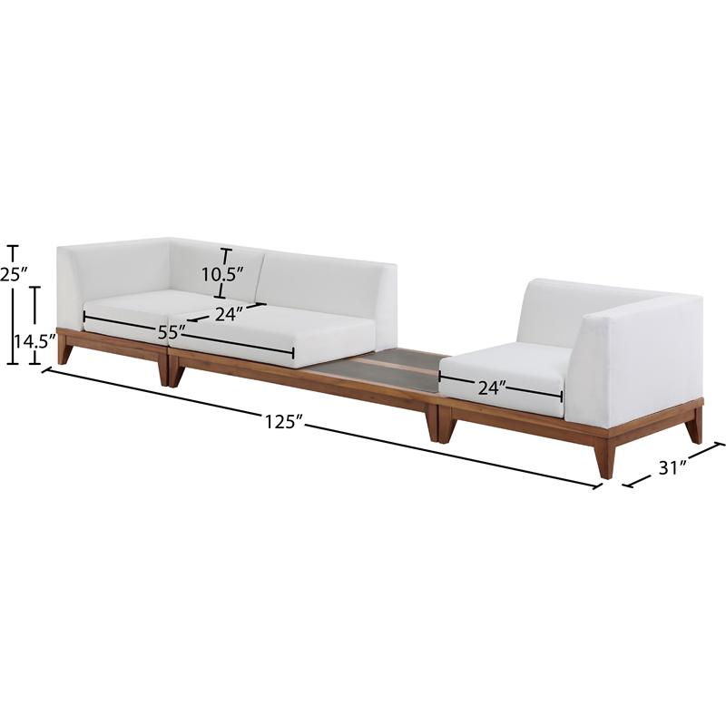 Meridian Furniture Rio Off White Water Resisting Fabric Modular Sofa