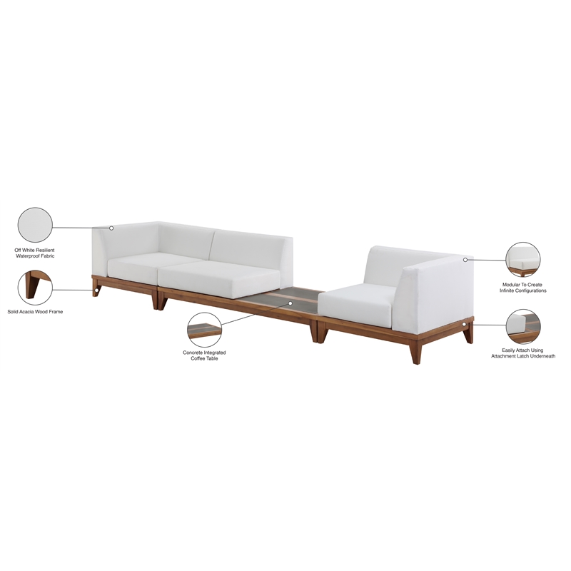 Meridian Furniture Rio Off White Water Resisting Fabric Modular Sofa