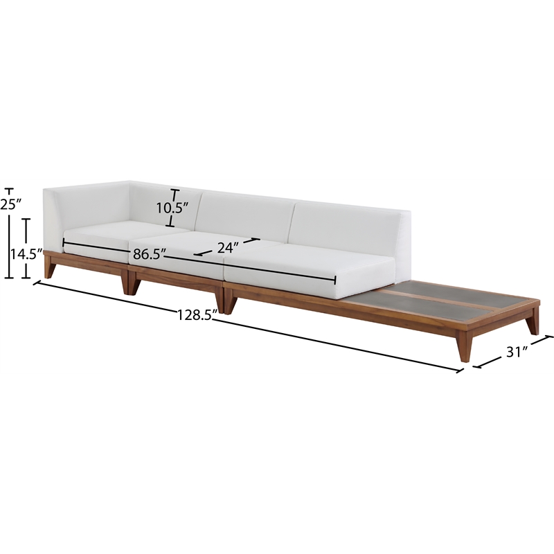 Meridian Furniture Rio Off White Water Resisting Fabric Modular Sofa