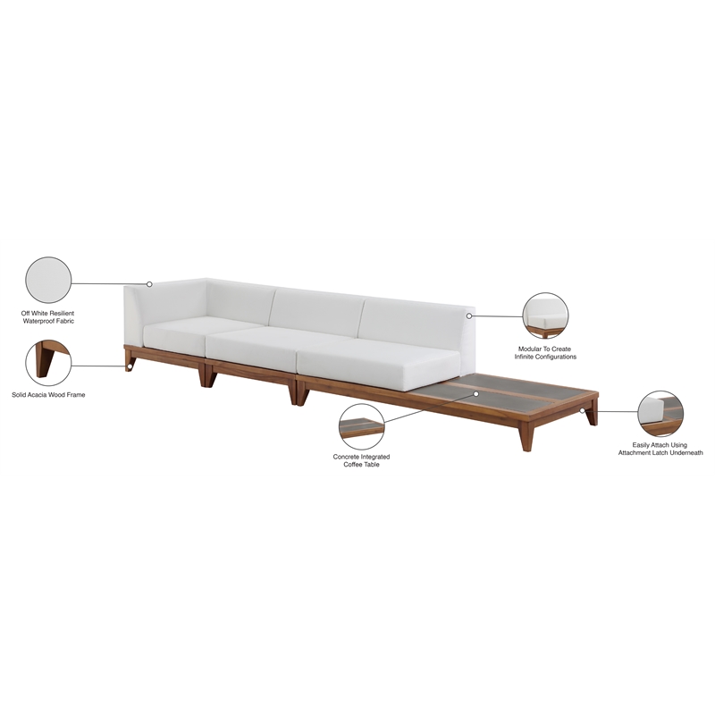 Meridian Furniture Rio Off White Water Resisting Fabric Modular Sofa