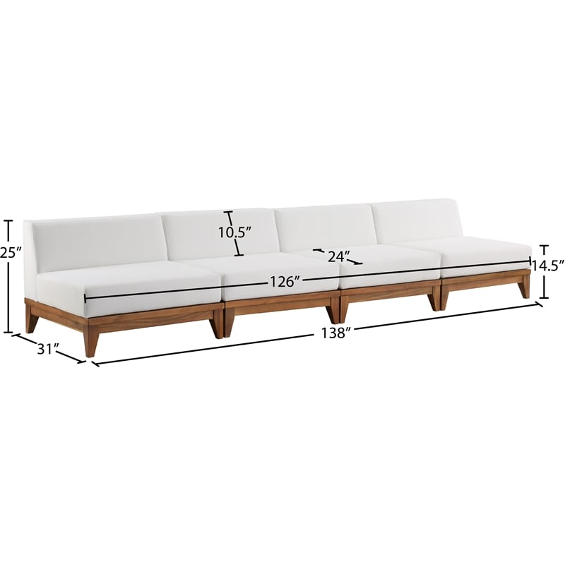 Meridian Furniture Rio Off White Water Resisting Fabric Modular Sofa