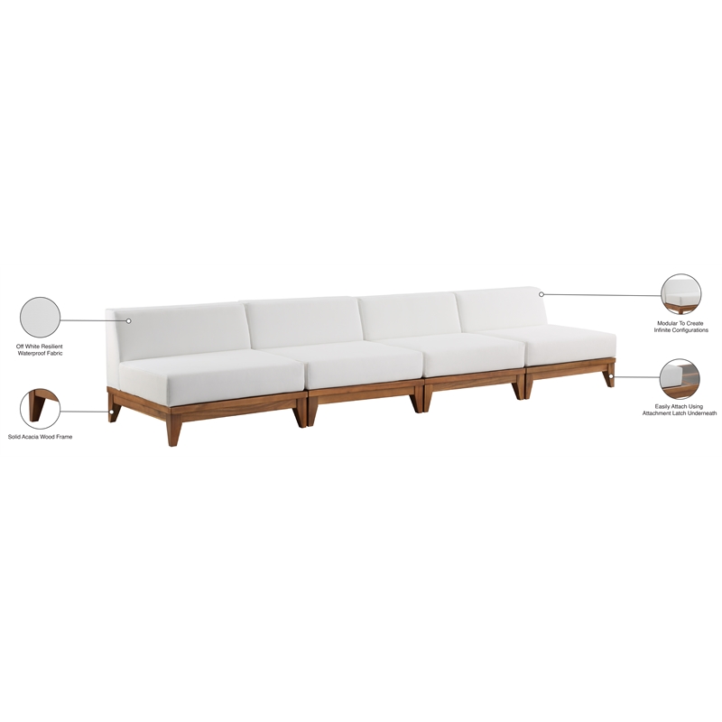 Meridian Furniture Rio Off White Water Resisting Fabric Modular Sofa