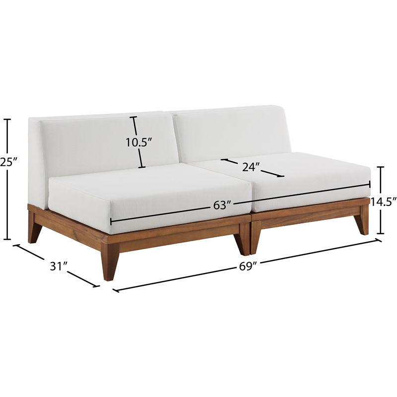Meridian Furniture Rio Off White Water Resisting Fabric Modular Sofa