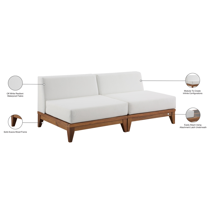 Meridian Furniture Rio Off White Water Resisting Fabric Modular Sofa