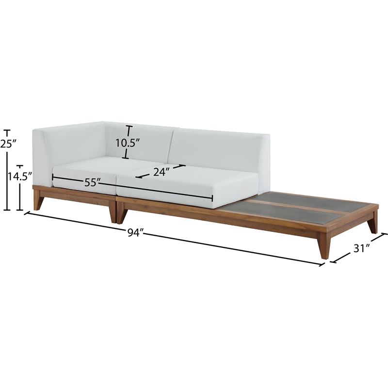 Meridian Furniture Rio Off White Water Resisting Fabric Modular Sofa