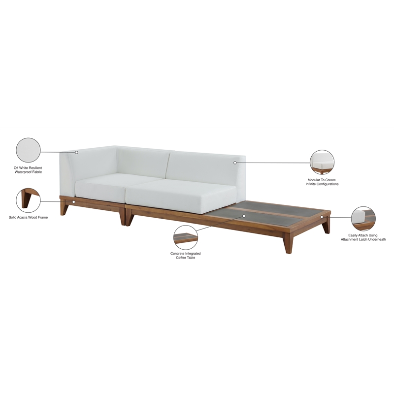 Meridian Furniture Rio Off White Water Resisting Fabric Modular Sofa