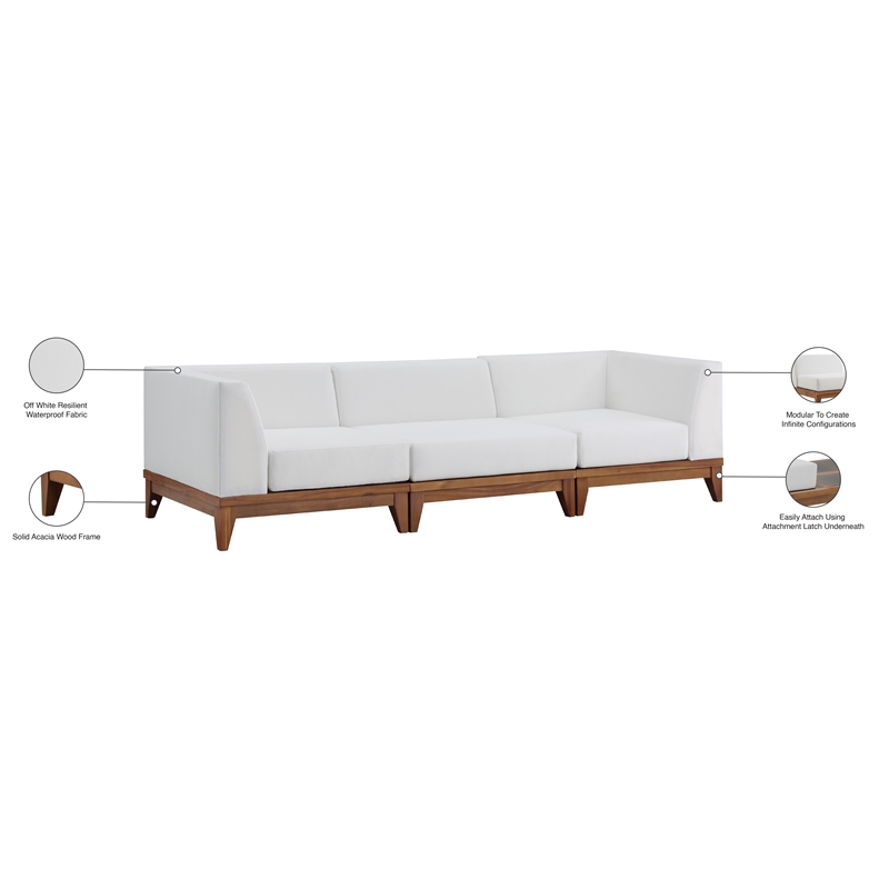 Meridian Furniture Rio Off White Water Resisting Fabric Modular Sofa