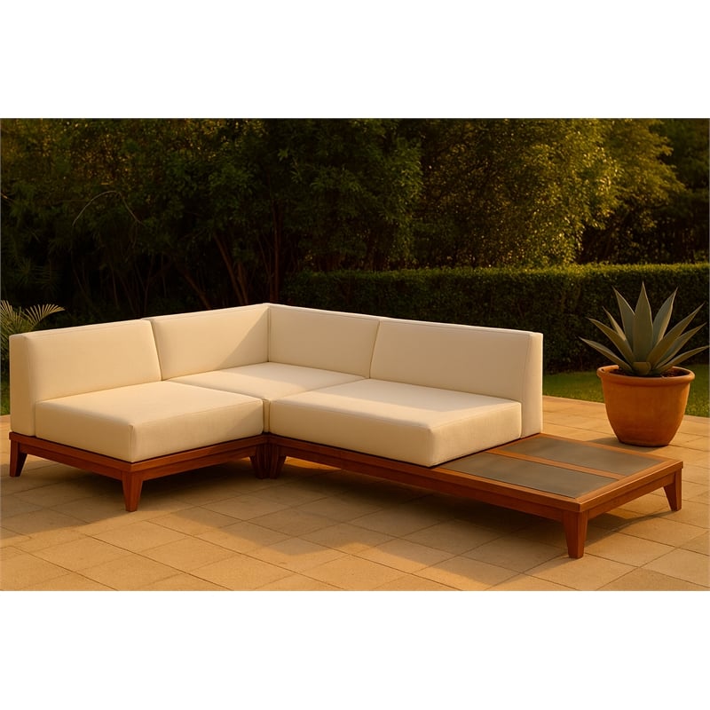 Meridian Furniture Rio Off White Water Resisting Fabric Modular Sectional