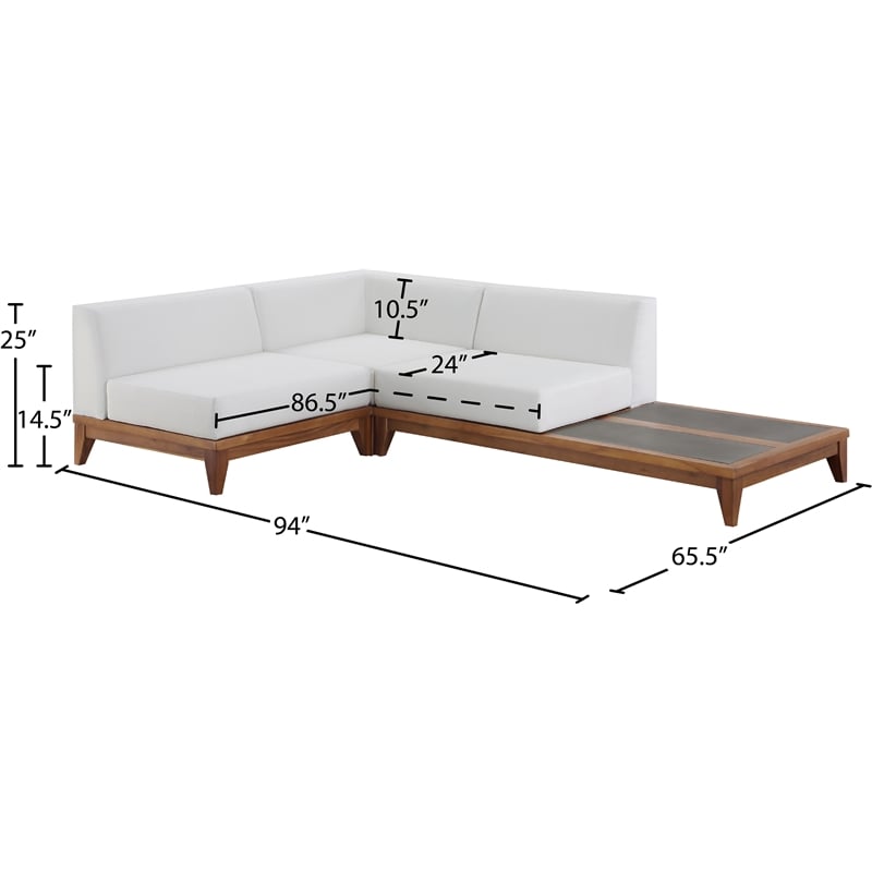 Meridian Furniture Rio Off White Water Resisting Fabric Modular Sectional