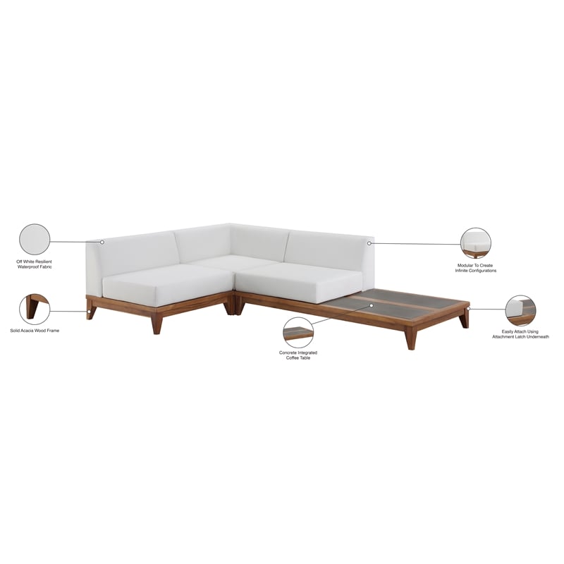 Meridian Furniture Rio Off White Water Resisting Fabric Modular Sectional