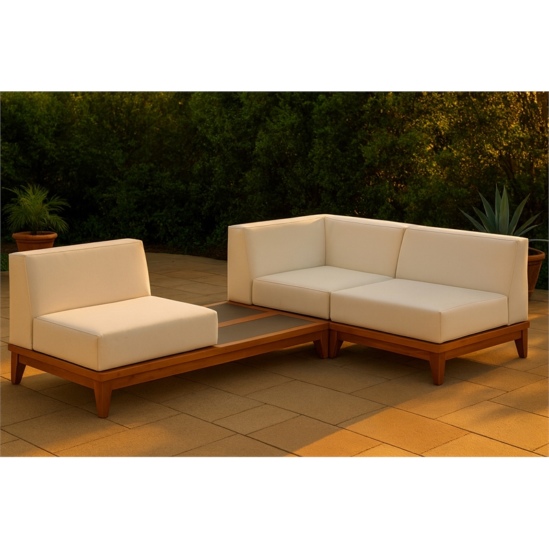 Meridian Furniture Rio Off White Water Resisting Fabric Modular Sectional