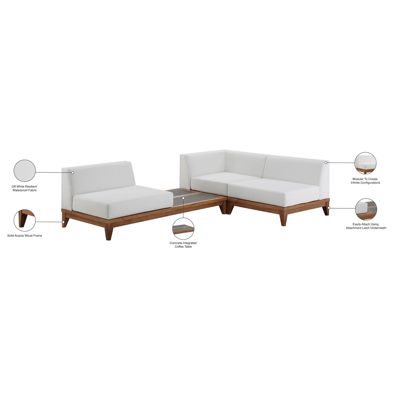 Meridian Furniture Rio Off White Water Resisting Fabric Modular Sectional