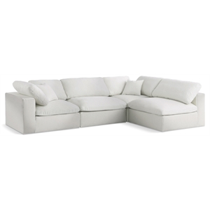 meridian furniture serene cream linen fabric deluxe modular sectional