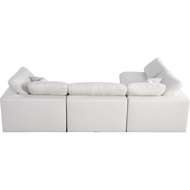 Meridian Furniture Serene Cream Linen Fabric Deluxe Modular Sectional