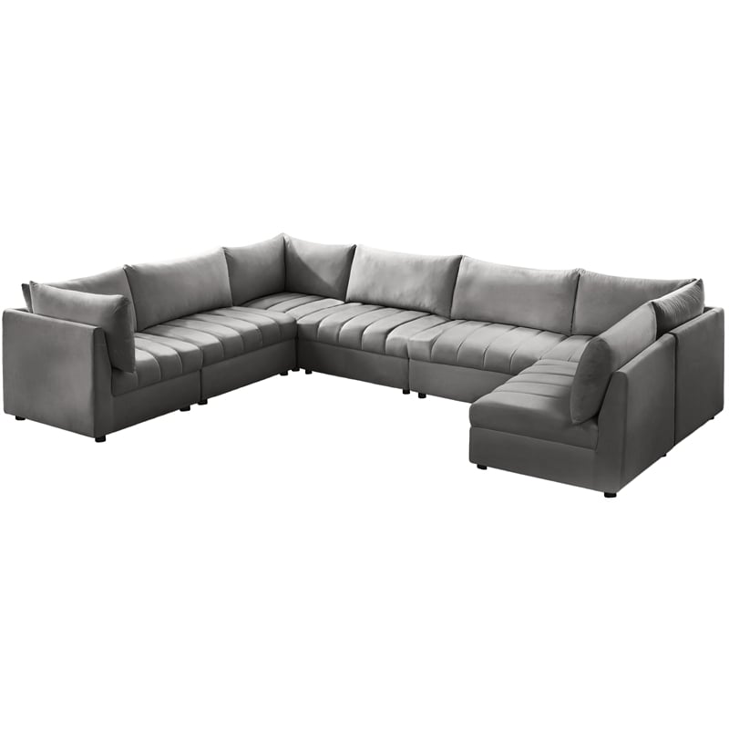 Meridian Furniture Jacob Grey Velvet Modular Sectional
