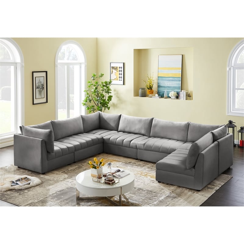 Meridian Furniture Jacob Grey Velvet Modular Sectional