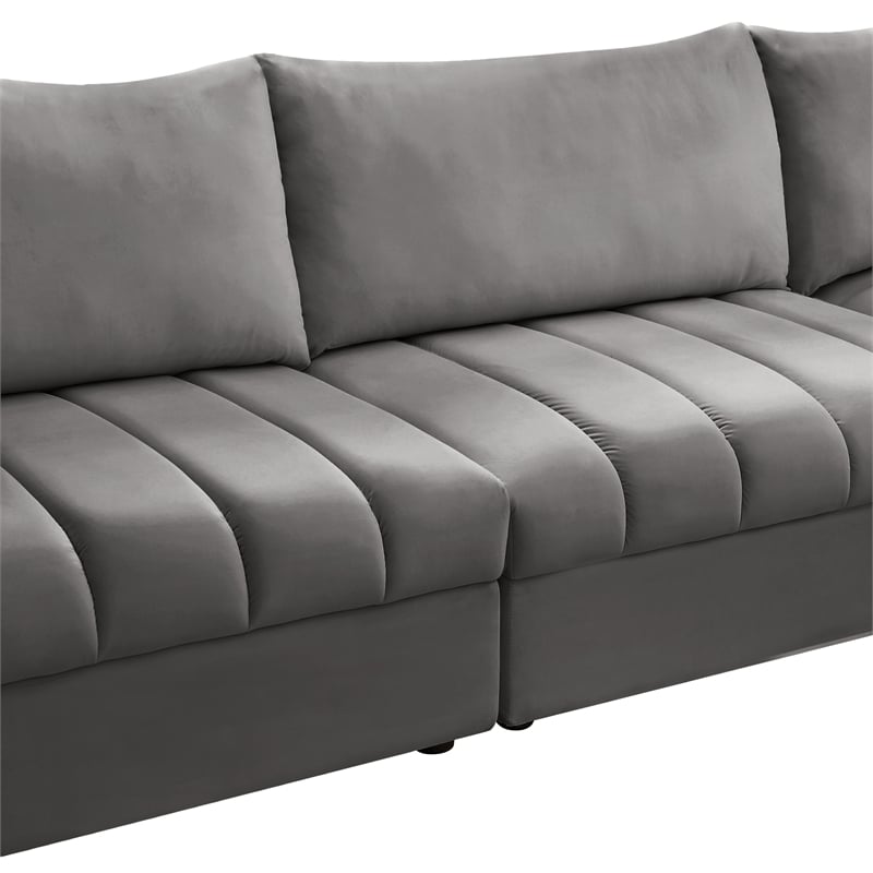 Meridian Furniture Jacob Grey Velvet Modular Sectional