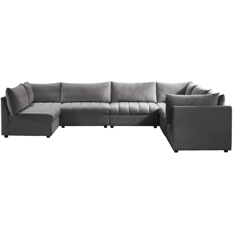 Meridian Furniture Jacob Grey Velvet Modular Sectional