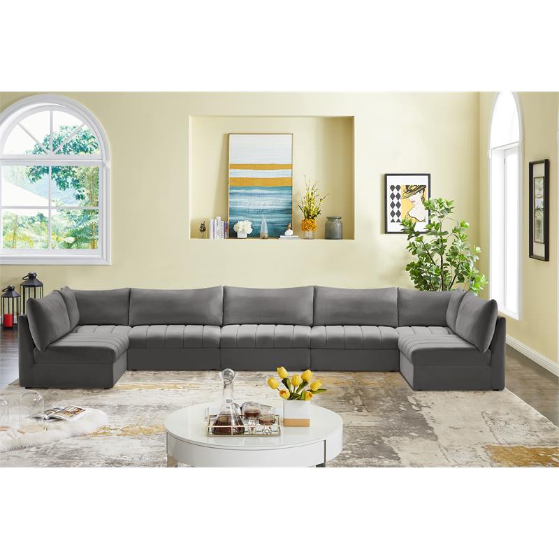 Meridian Furniture Jacob Grey Velvet Modular Sectional