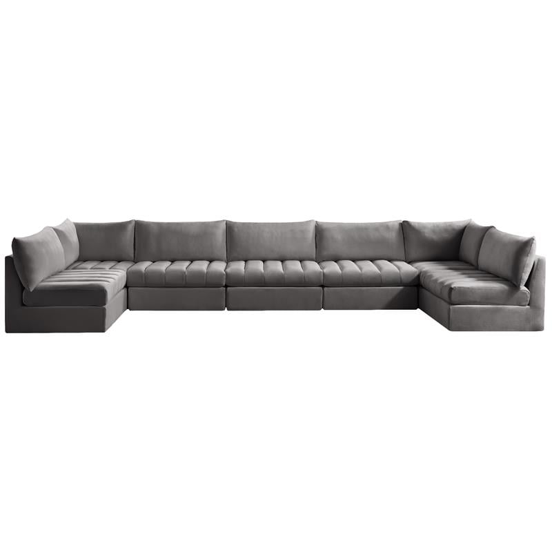 Meridian Furniture Jacob Grey Velvet Modular Sectional