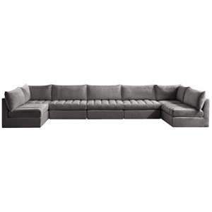 meridian furniture jacob grey velvet modular sectional