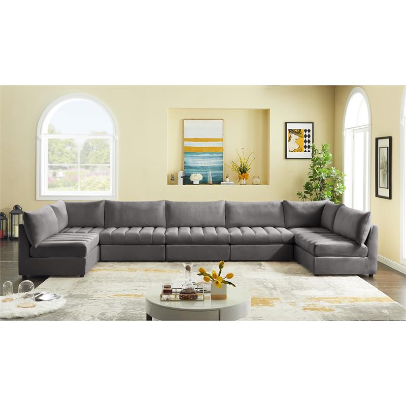 Meridian Furniture Jacob Grey Velvet Modular Sectional