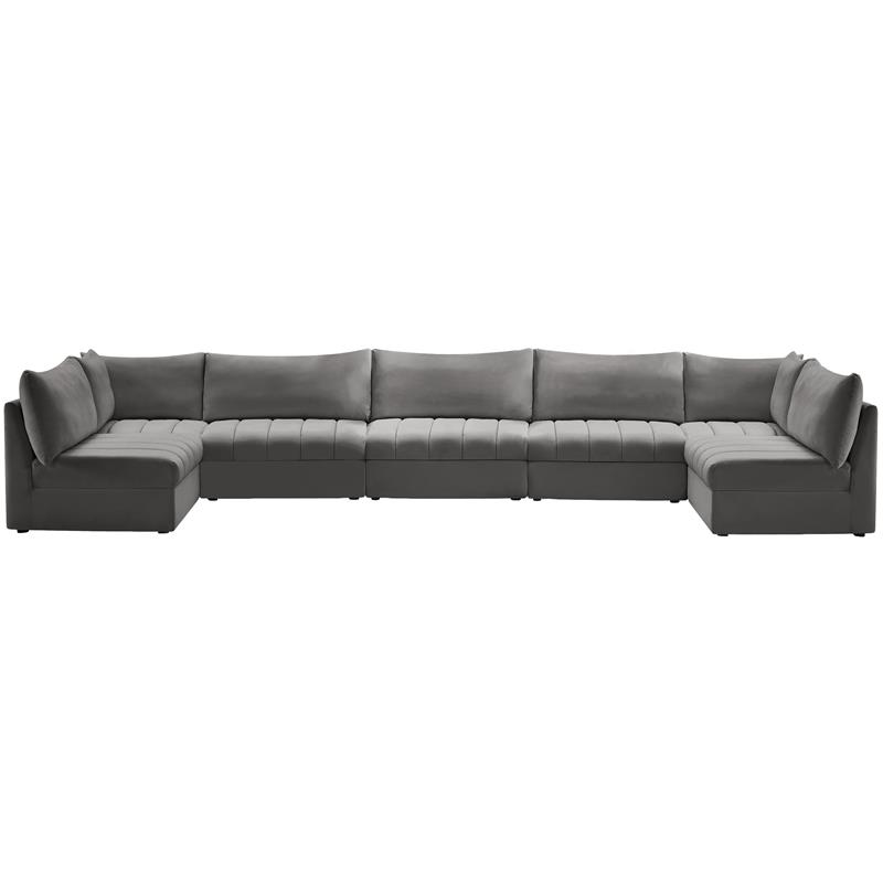 Meridian Furniture Jacob Grey Velvet Modular Sectional