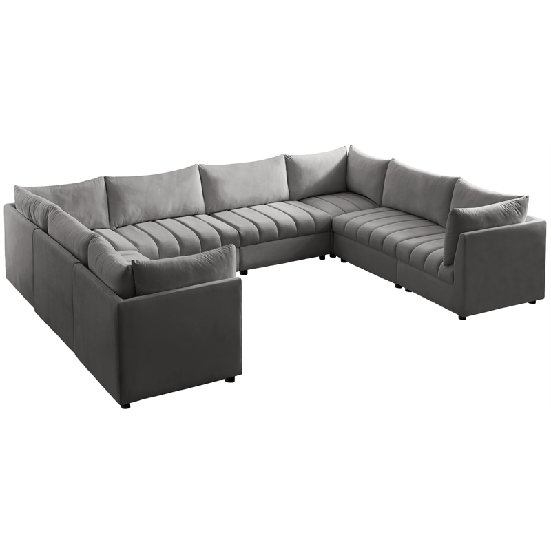 Meridian Furniture Jacob Grey Velvet Modular Sectional
