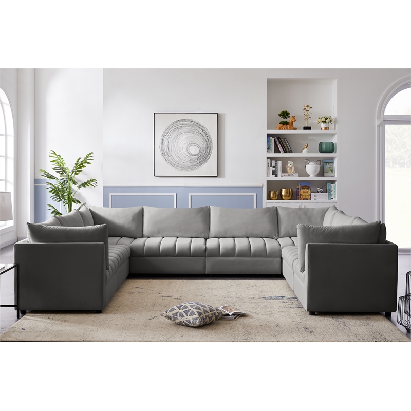 Meridian Furniture Jacob Grey Velvet Modular Sectional