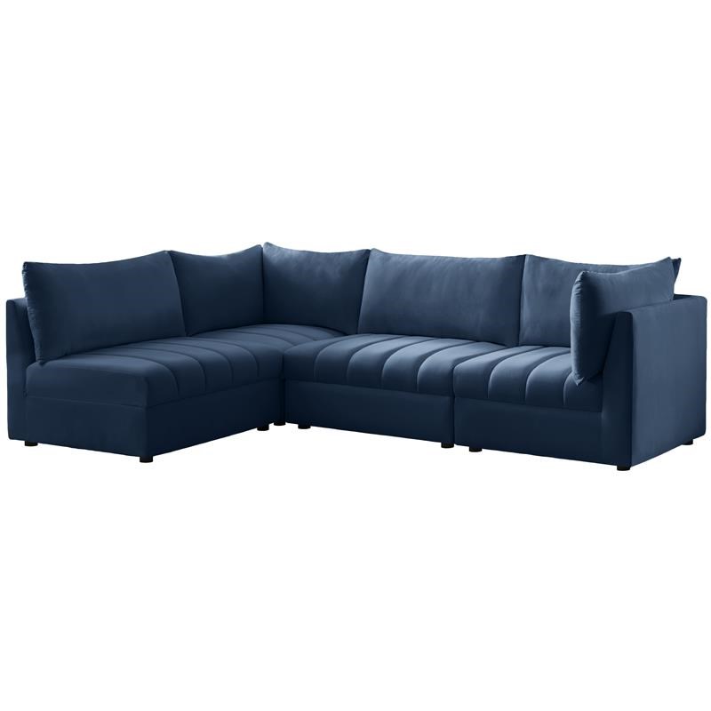 Meridian Furniture Jacob Navy Velvet Modular Sectional
