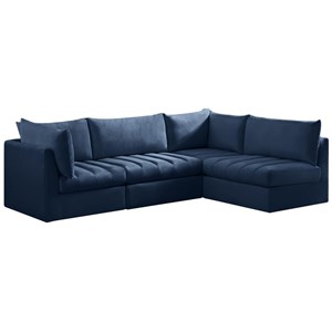 meridian furniture jacob navy velvet modular sectional