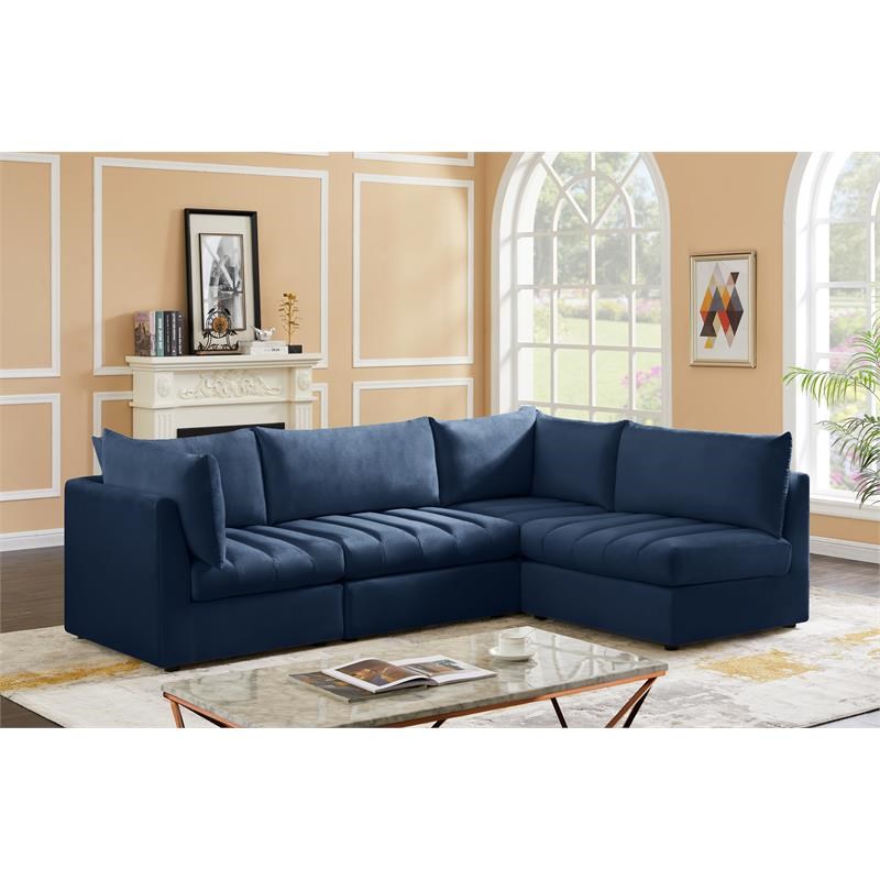 Meridian Furniture Jacob Navy Velvet Modular Sectional