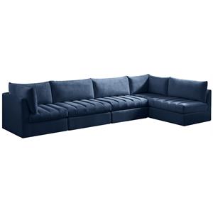 meridian furniture jacob navy velvet modular sectional