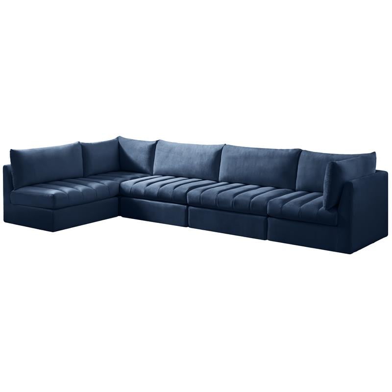 Meridian Furniture Jacob Navy Velvet Modular Sectional