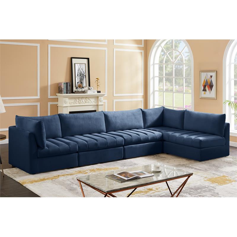 Meridian Furniture Jacob Navy Velvet Modular Sectional