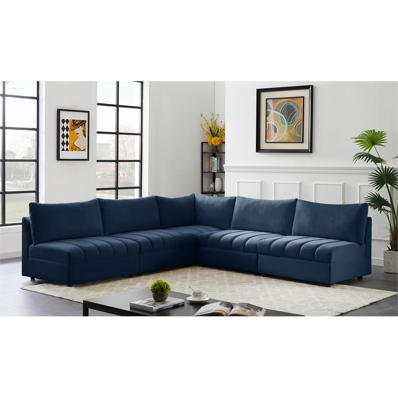 Meridian Furniture Jacob Navy Velvet Modular Sectional